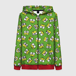 Толстовка на молнии женская Смайлы Лягушки, цвет: 3D-красный