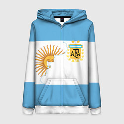 Толстовка на молнии женская Сборная Аргентины, цвет: 3D-белый