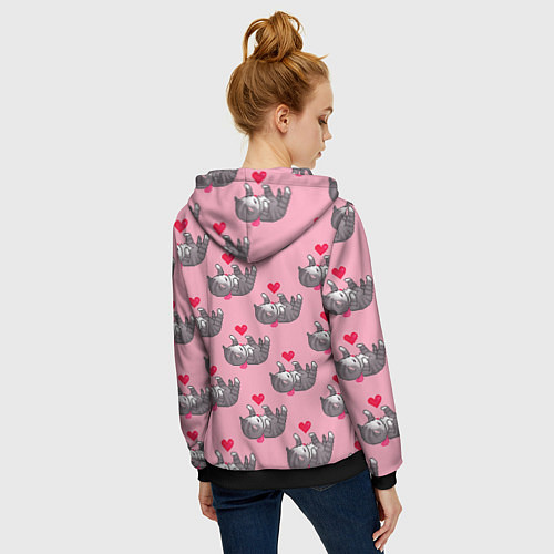 Женская толстовка на молнии Пиксельные котики / 3D-Черный – фото 4