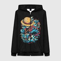 Толстовка на молнии женская One Piece Retro Style, цвет: 3D-черный