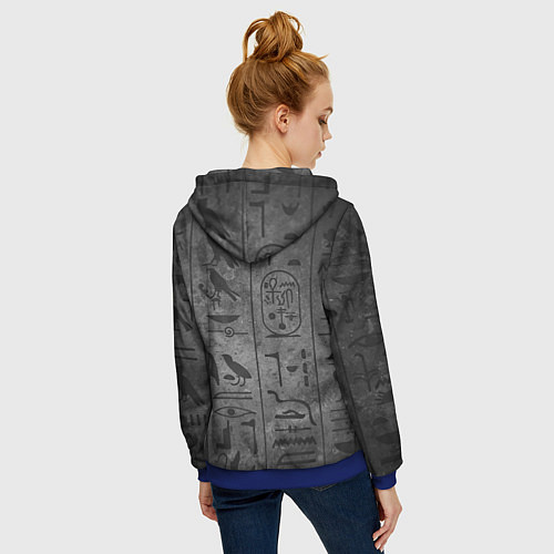 Женская толстовка на молнии Египетские Иероглифы 3D / 3D-Синий – фото 4