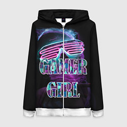 Толстовка на молнии женская Gamer Girl Девушка-геймер, цвет: 3D-белый