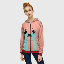 Толстовка на молнии женская Crying Isaac, цвет: 3D-красный — фото 2