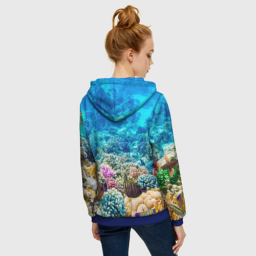 Женская толстовка на молнии Риф / 3D-Синий – фото 4