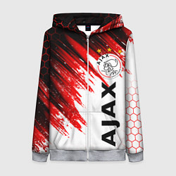 Толстовка на молнии женская FC AJAX AMSTERDAM ФК АЯКС, цвет: 3D-меланж