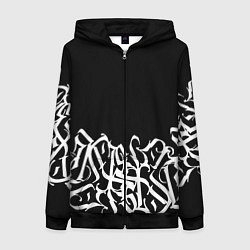 Толстовка на молнии женская КАЛЛИГРАФИЯ CALLIGRAPHY, цвет: 3D-черный