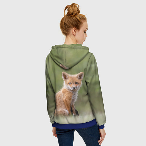 Женская толстовка на молнии Лисенок / 3D-Синий – фото 4