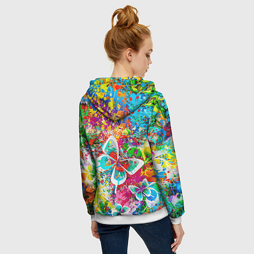 Женская толстовка на молнии ЯРКИЕ КРАСКИ / 3D-Белый – фото 4