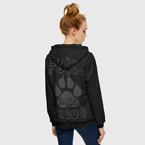 Женская толстовка на молнии Furry proud / 3D-Черный – фото 4