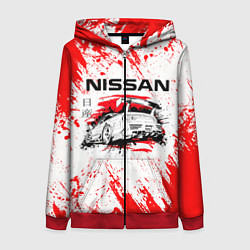 Толстовка на молнии женская Nissan, цвет: 3D-красный