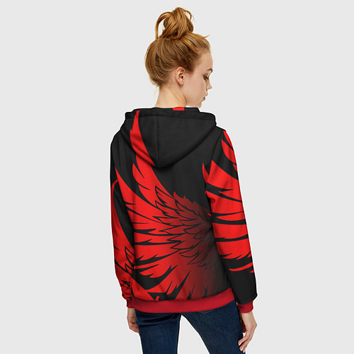 Женская толстовка на молнии YAMAHA ЯМАХА МОТОСПОРТ / 3D-Красный – фото 4