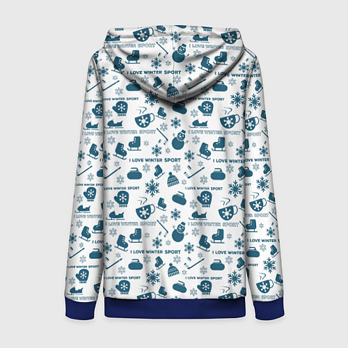 Женская толстовка на молнии Зимние виды спорта / 3D-Синий – фото 2