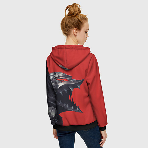 Женская толстовка на молнии BERSERK маска аниме / 3D-Черный – фото 4