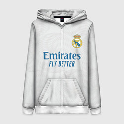 Толстовка на молнии женская Реал Мадрид форма 20212022, цвет: 3D-белый