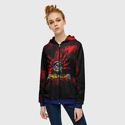 Толстовка на молнии женская Элизиум череп с табличкой, цвет: 3D-синий — фото 2