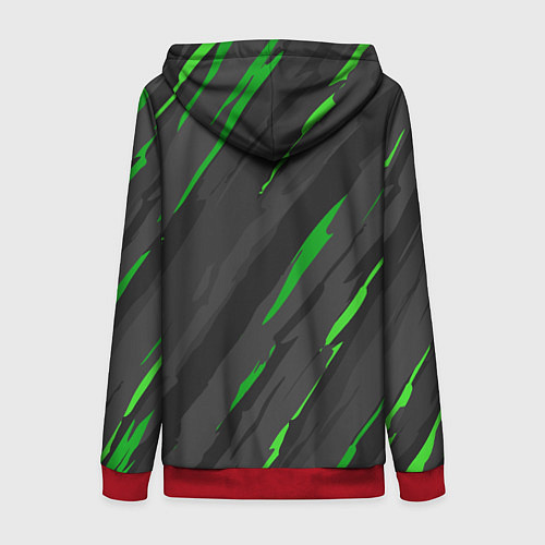 Женская толстовка на молнии KAWASAKI КАВАСАКИ SPORT / 3D-Красный – фото 2