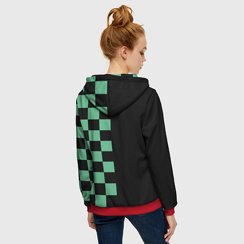 Женская толстовка на молнии КОСТЮМ TANJIRO KAMADO ТАНДЖИРО / 3D-Красный – фото 4