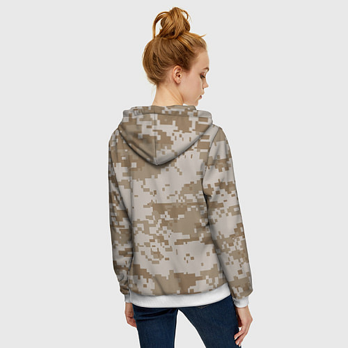 Женская толстовка на молнии Камуфляжный пиксель / 3D-Белый – фото 4