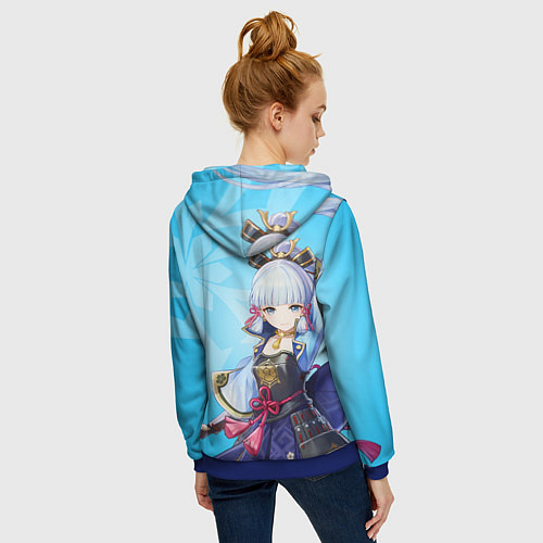 Женская толстовка на молнии Genshin Impact, Аяка / 3D-Синий – фото 4