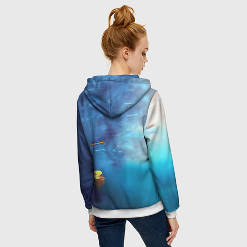 Женская толстовка на молнии ПЛЫВУЩАЯ ЛИСИЧКА / 3D-Белый – фото 4