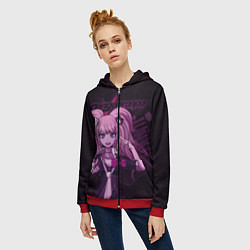 Толстовка на молнии женская Джунко Эношима Данганронпа, цвет: 3D-красный — фото 2