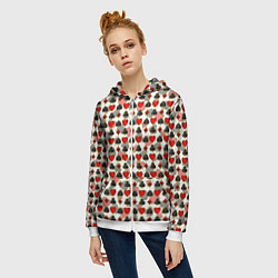 Толстовка на молнии женская КАРТЫ КАРТОЧНЫЕ МАСТИ, цвет: 3D-белый — фото 2