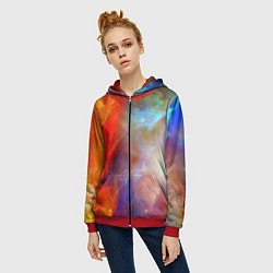 Толстовка на молнии женская Сине-желтое небо, цвет: 3D-красный — фото 2