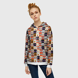 Толстовка на молнии женская MINECRAFT КУБИКИ ПЕРСОНАЖИ, цвет: 3D-белый — фото 2