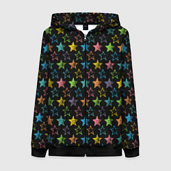 Толстовка на молнии женская Парад звезд, цвет: 3D-черный