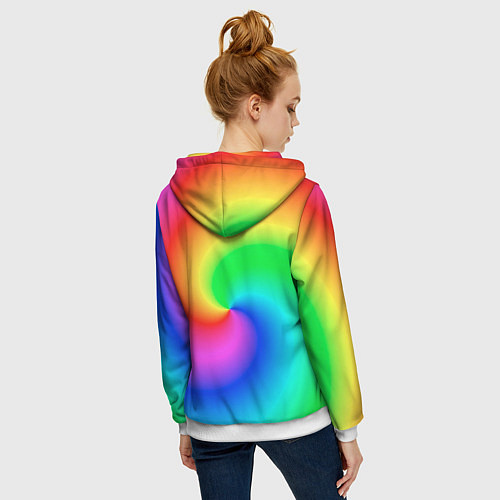 Женская толстовка на молнии Pepe rainbow / 3D-Белый – фото 4