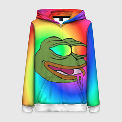 Толстовка на молнии женская Pepe rainbow, цвет: 3D-белый