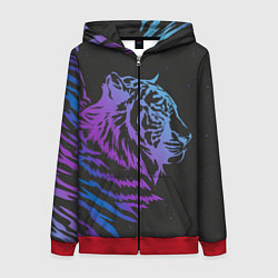 Толстовка на молнии женская Tiger Neon, цвет: 3D-красный