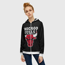 Толстовка на молнии женская B C Chicago Bulls, цвет: 3D-белый — фото 2