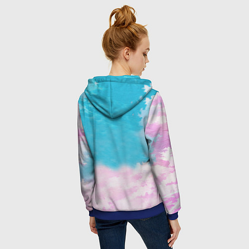 Женская толстовка на молнии КЛИНОК РАССЕКАЮЩИЙ ДЕМОНОВ, ЗЕНИТЦУ / 3D-Синий – фото 4