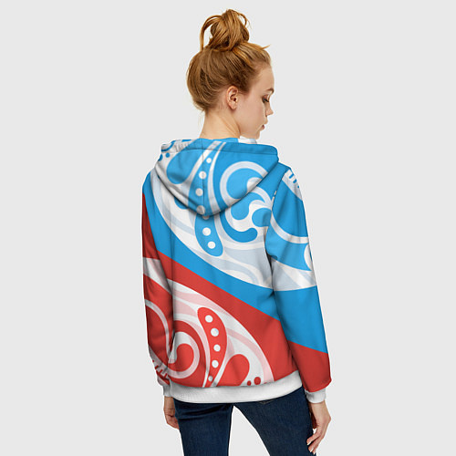Женская толстовка на молнии Россия! Герб / 3D-Белый – фото 4