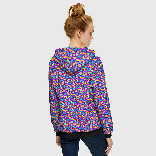 Женская толстовка на молнии Красочный фон с цветами / 3D-Черный – фото 4