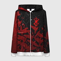 Женская толстовка на молнии БЕРСЕРК КЛЕЙМО ЛОГО СТАЯ ВОРОН, RED CROW