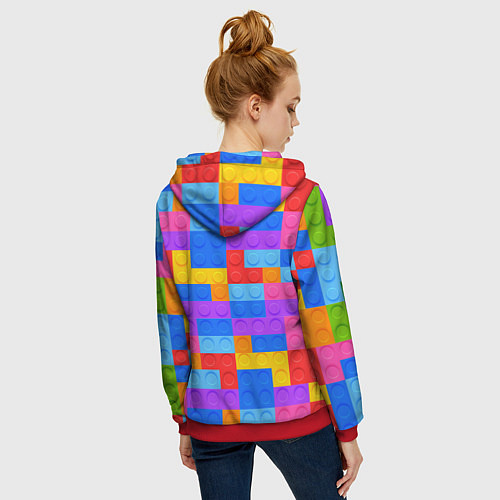 Женская толстовка на молнии Лего-го / 3D-Красный – фото 4