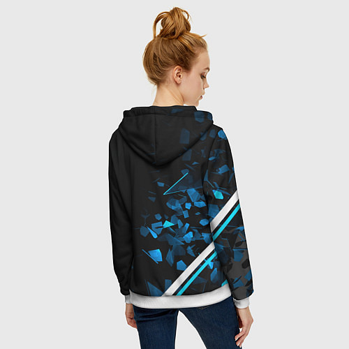 Женская толстовка на молнии Mercedes AMG Осколки стекла / 3D-Белый – фото 4
