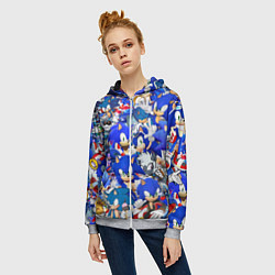 Толстовка на молнии женская SONIC СИНИЙ ЁЖ СОНИК, цвет: 3D-меланж — фото 2