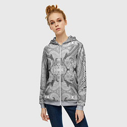 Толстовка на молнии женская Черно-белый абстрактный узор, цвет: 3D-меланж — фото 2
