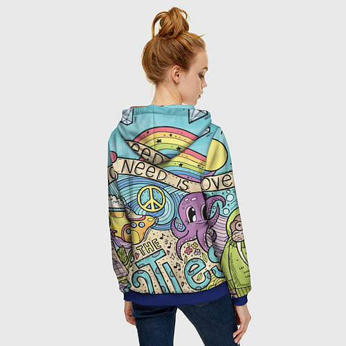 Женская толстовка на молнии All you need is The Beatles / 3D-Синий – фото 4