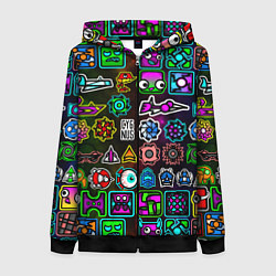 Толстовка на молнии женская Geometry Dash: Heroes, цвет: 3D-черный