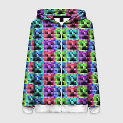 Толстовка на молнии женская МАЙНКРАФТ MINECRAFT ЦВЕТНЫЕ КРИПЕРЫ, цвет: 3D-белый