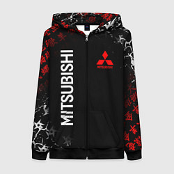 Толстовка на молнии женская MITSUBISHI SAMURAI JAPAN STYLE ИЕРОГЛИФЫ, цвет: 3D-черный