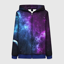 Толстовка на молнии женская NEON GALAXY НЕОНОВЫЙ КОСМОС, цвет: 3D-синий