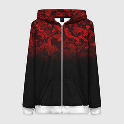 Толстовка на молнии женская BLACK RED CAMO RED MILLITARY, цвет: 3D-белый