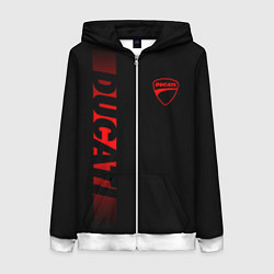 Толстовка на молнии женская DUCATI BLACK RED LINE, цвет: 3D-белый