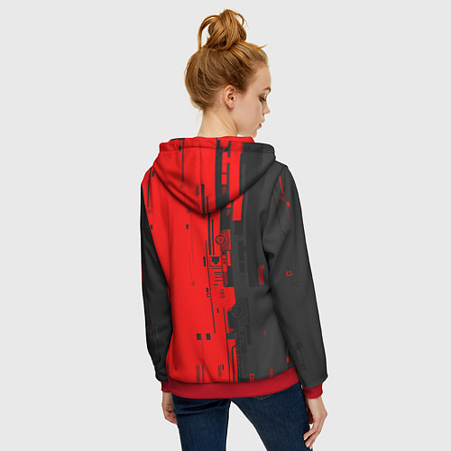 Женская толстовка на молнии MITSUBISHI МИЦУБИСИ МИТСУБИСИ МИЦУБИШИ CYBER / 3D-Красный – фото 4