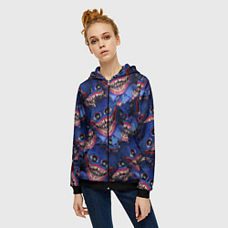Толстовка на молнии женская Huggy Wuggy: Pattern Face, цвет: 3D-черный — фото 2